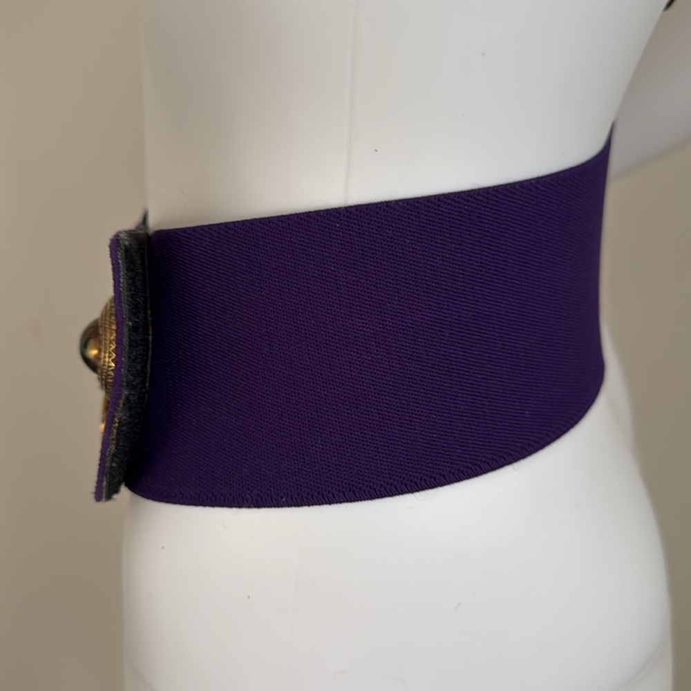 Decorative embellished purple suede belt - Picture 3 of 8